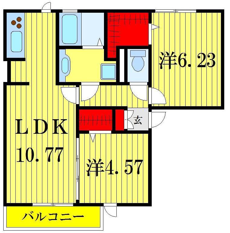 アンジェリカ(2LDK/1階)の間取り写真