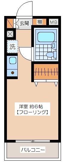 エスタ梅ヶ丘(ワンルーム/2階)の間取り写真