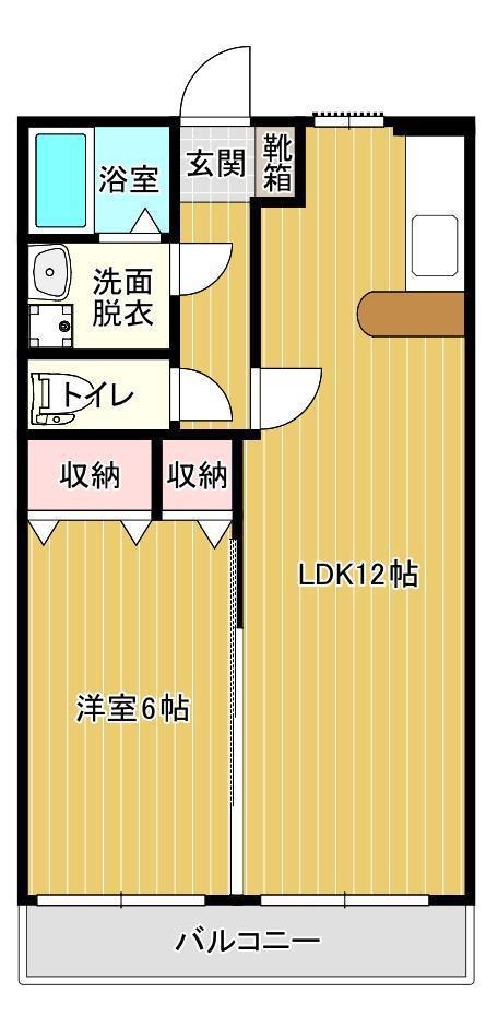 ロイヤルクレッセント(1LDK/1階)の間取り写真