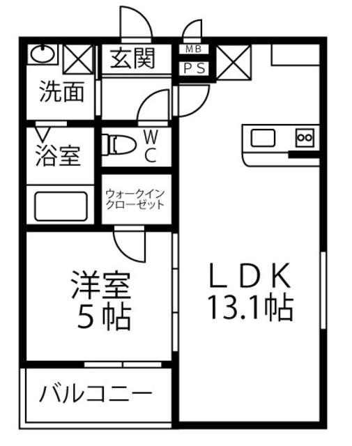 フジパレス草尾II(1LDK/3階)の間取り写真