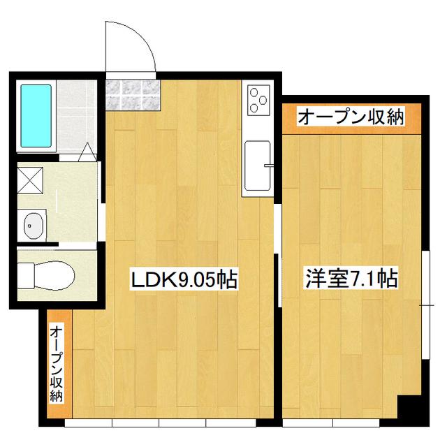 立田町マンション(1LDK/1階)の間取り写真