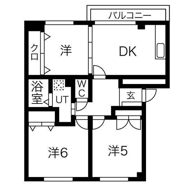 アリエンデ加茂(3DK/1階)の間取り写真