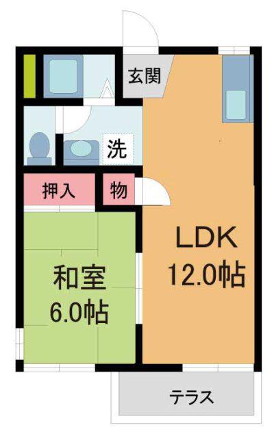 メゾン土谷B棟(1LDK/1階)の間取り写真
