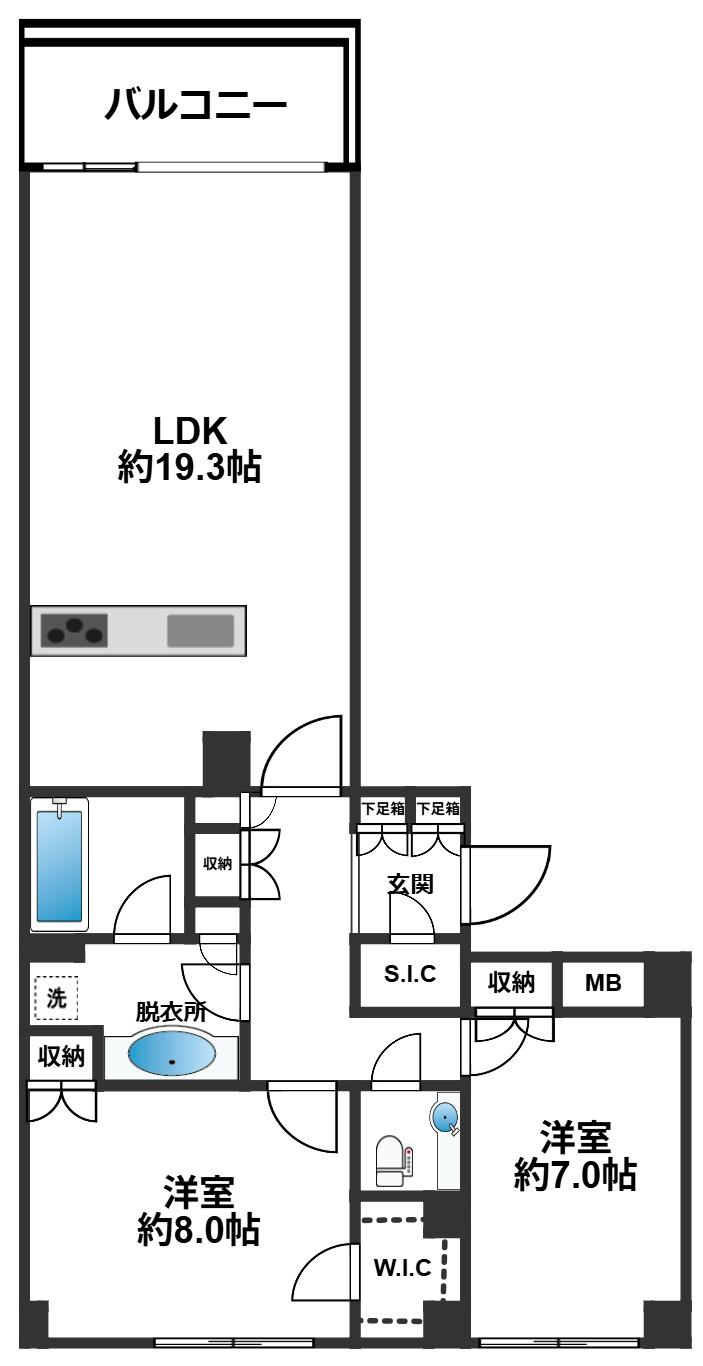センチュリーフォレスト5号棟(2LDK/6階)の間取り写真