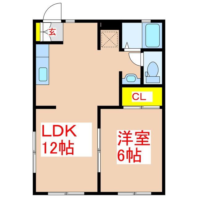 ソリアード藤(1LDK/1階)の間取り写真