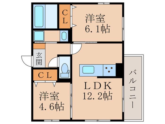 GRAMM深草サウス(2LDK/3階)の間取り写真