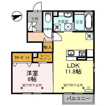 ＪＲ城端線 新高岡駅 徒歩16分 2階建 築7年(1LDK/1階)の間取り写真