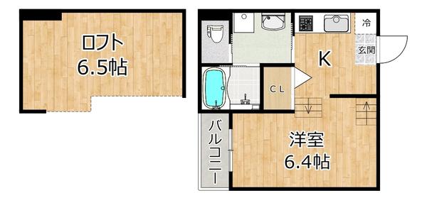 レシアムール(1K/2階)の間取り写真
