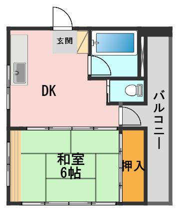 ハイム岡田(1DK/3階)の間取り写真
