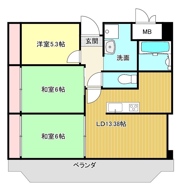 リバーサイド宮之阪(3LDK/5階)の間取り写真