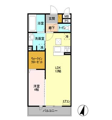 ロイジェントパークスレイクタウンH(1LDK/1階)の間取り写真