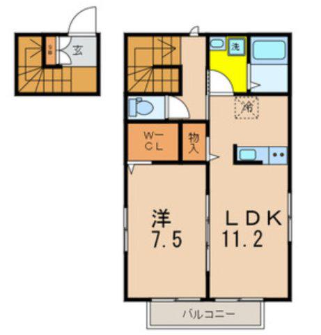 ファイカスレチュサ(1LDK/2階)の間取り写真