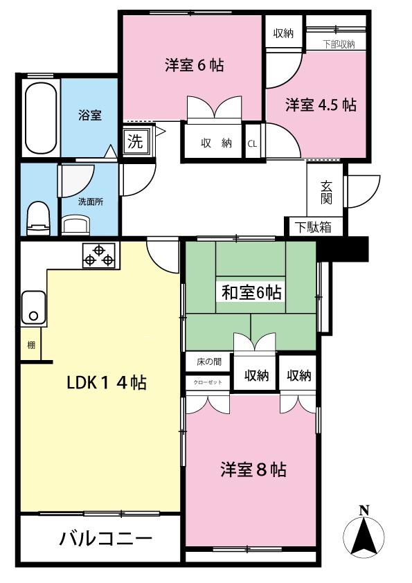 井上マンション(4LDK/2階)の間取り写真