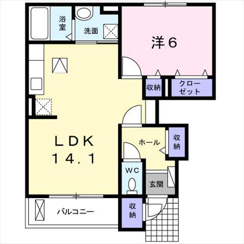エレガンソーレIII(1LDK/1階)の間取り写真