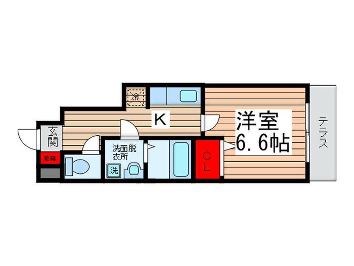 ヴェルシティヒルズ(1K/1階)の間取り写真
