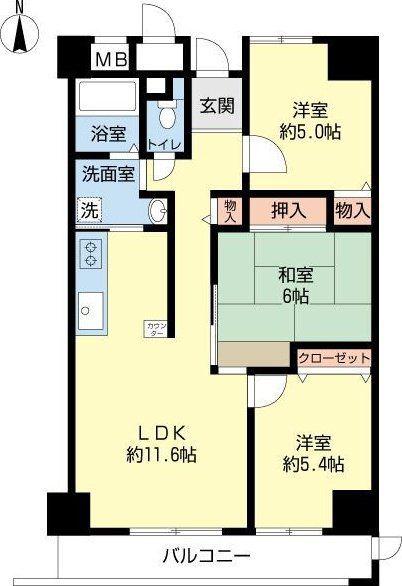 グランベール桃山台(3LDK/2階)の間取り写真