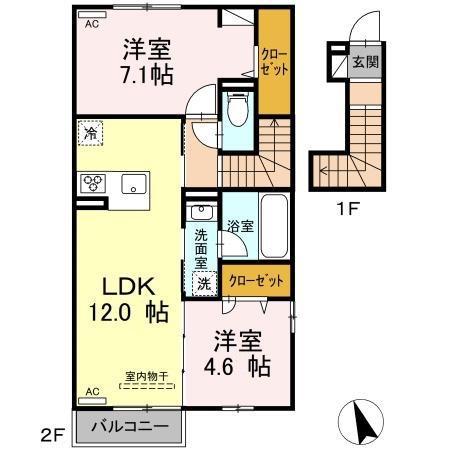 AVENIR五代町II(2LDK/2階)の間取り写真