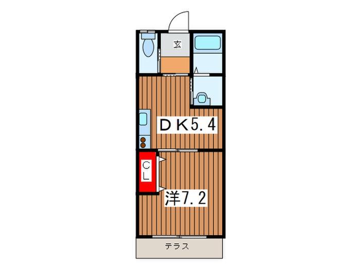 ウイングス・宮代(1DK/1階)の間取り写真