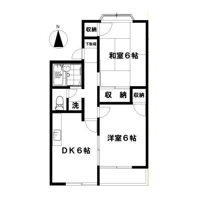 ラベンダー湘南I(2DK/2階)の間取り写真