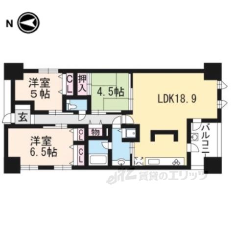 伽羅ガーデンスクエア(3LDK/8階)の間取り写真