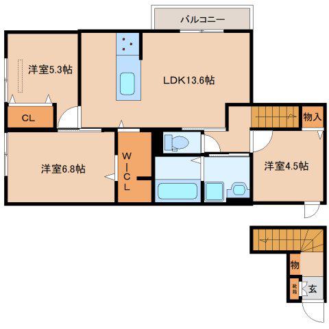 グランヴェール西の京(3LDK/2階)の間取り写真