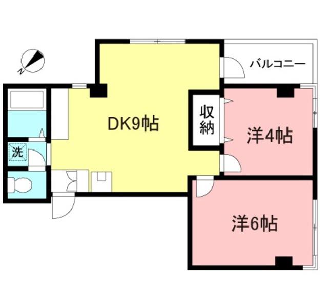 グランジュール赤堤(2DK/3階)の間取り写真