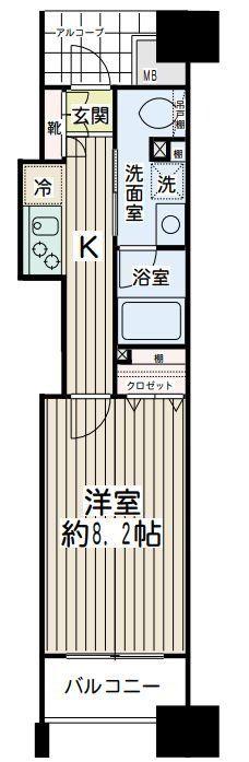 エクセル川崎ウエスト(1K/9階)の間取り写真