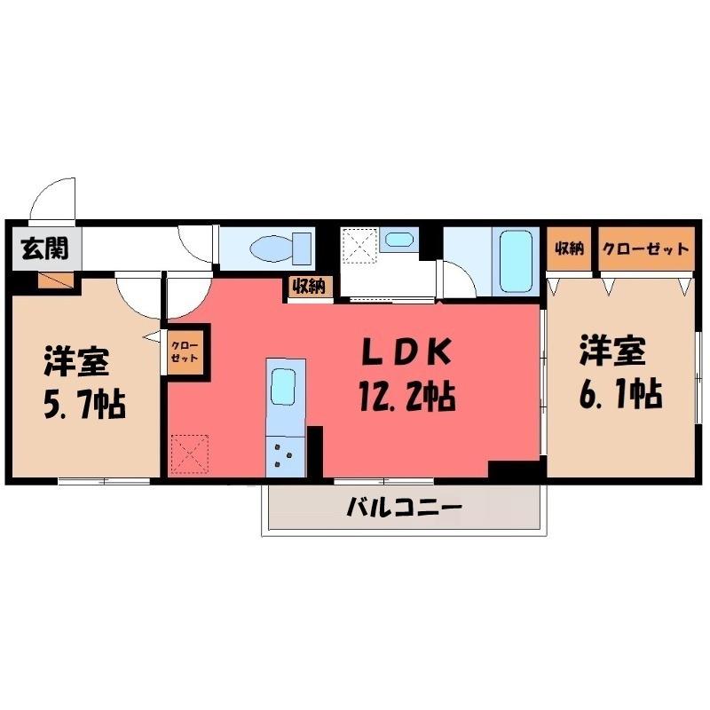 D-LUXE中居町(2LDK/3階)の間取り写真