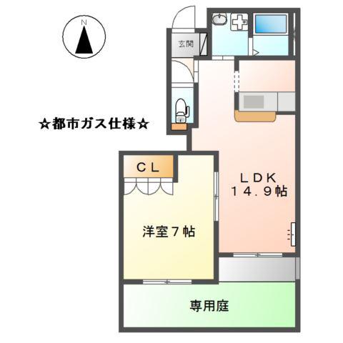 グランベル(1LDK/1階)の間取り写真