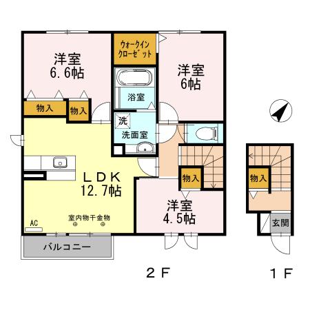 ラフィネ栄(3LDK/2階)の間取り写真