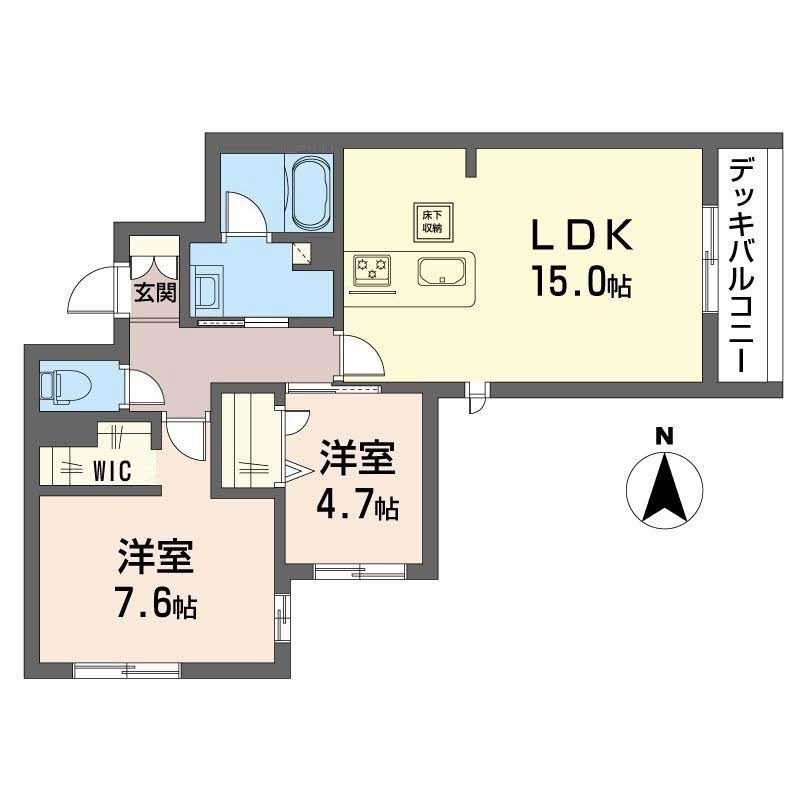 丸正・シャーメゾン京町(2LDK/1階)の間取り写真