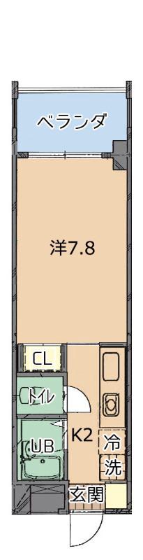 GENS津波古(1K/1階)の間取り写真