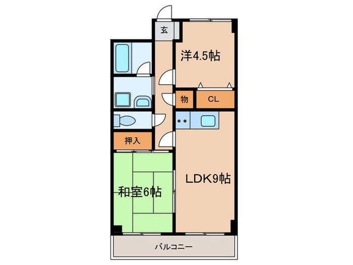 ハイツニチカン(2LDK/5階)の間取り写真