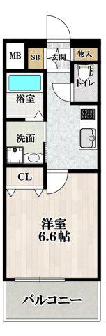 ふぁみゆ新金岡(1K/4階)の間取り写真