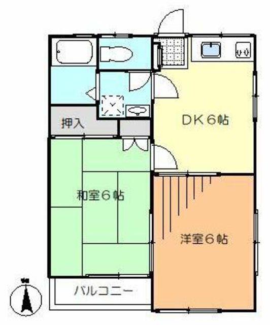 ドミールIK(2DK/2階)の間取り写真