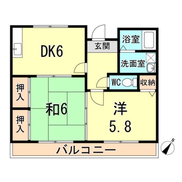 メゾンラフォーレ(2DK/2階)の間取り写真