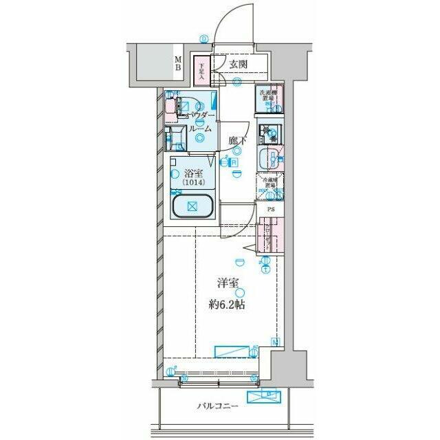 GENOVIA南鳩ヶ谷(1K/1階)の間取り写真