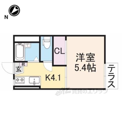 ハイツ西田(1K/1階)の間取り写真