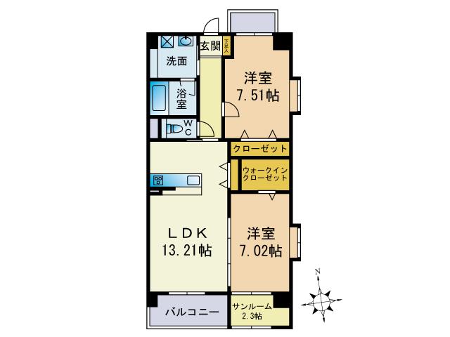 グランドソレイユ(2SLDK/4階)の間取り写真