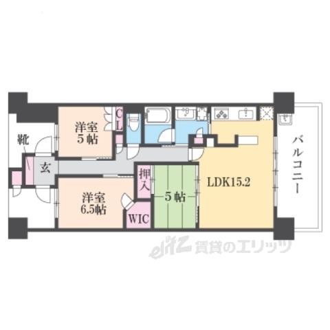 ブランズ西大津レイクフロント(3LDK/14階)の間取り写真