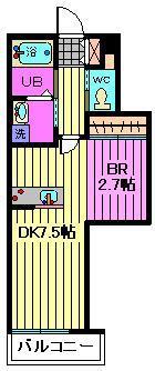 グランデージ宮原(1DK/1階)の間取り写真