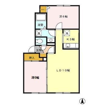 メイユール平岸(2LDK/2階)の間取り写真