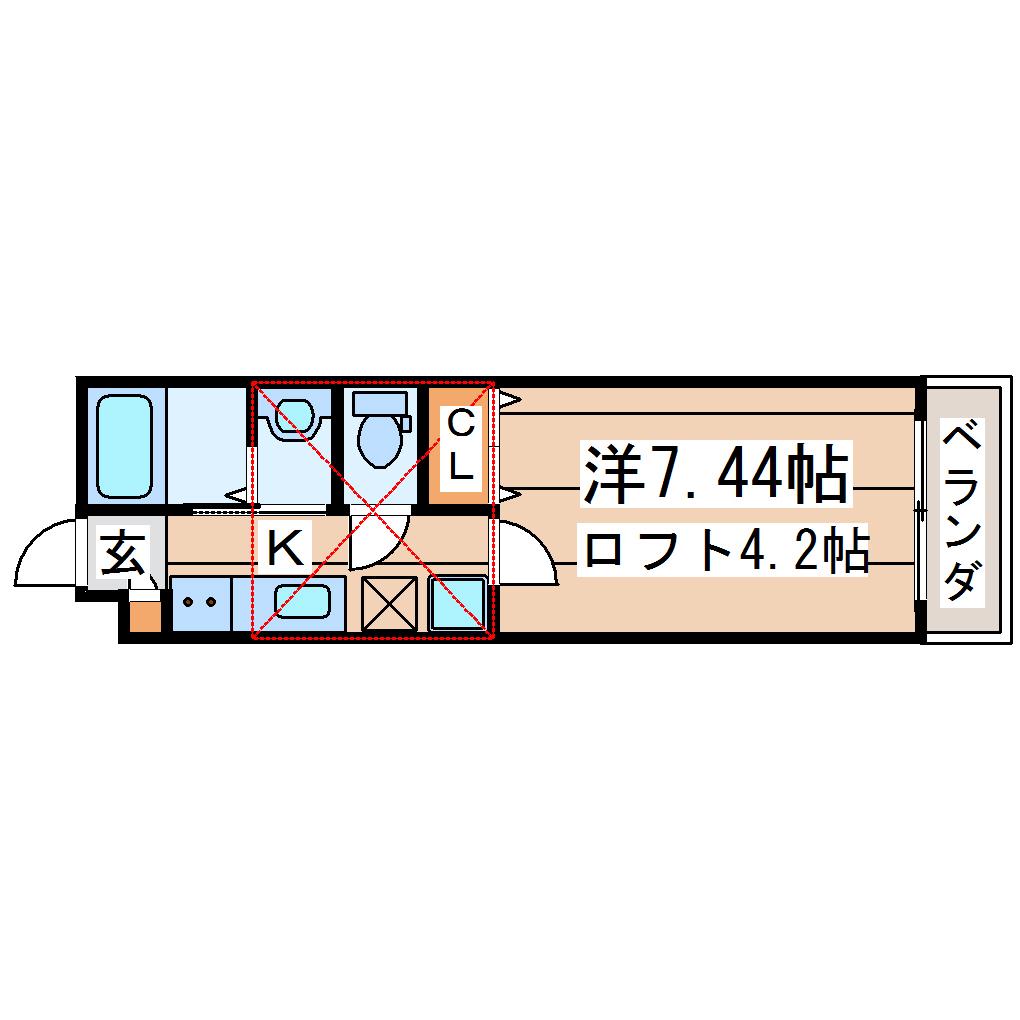 カオール柏木(1K/2階)の間取り写真