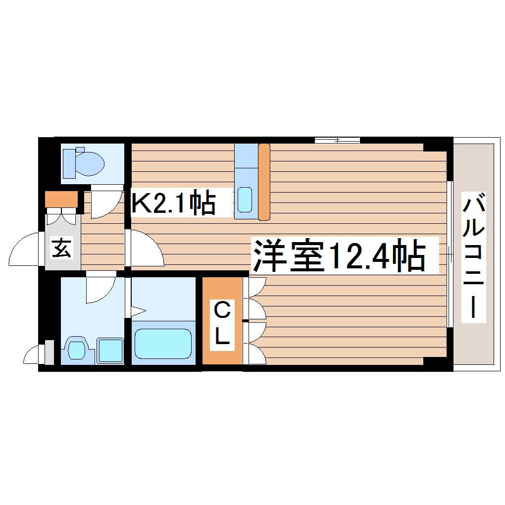 ESフォーレ美田園(1K/3階)の間取り写真