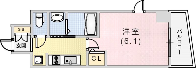 エステムコート神戸元町IIグレイド(1K/11階)の間取り写真