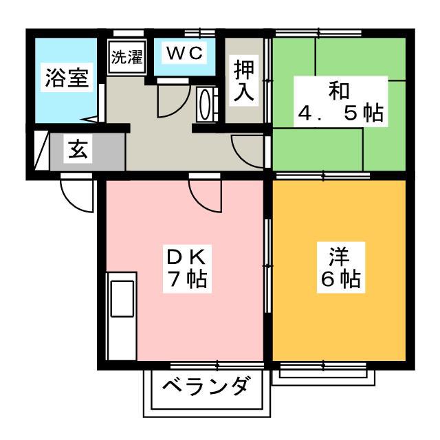 ハイツ韮山(2DK/2階)の間取り写真
