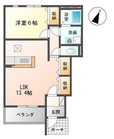サニープレイス(1LDK/1階)の間取り写真