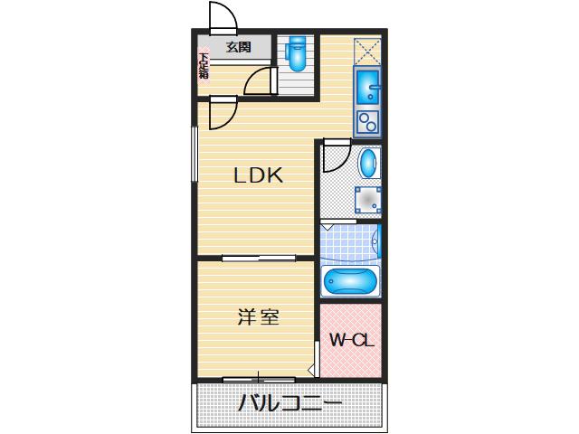 シナジー茨木(1LDK/4階)の間取り写真