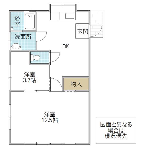 CASA ALBA B棟(2DK/1階)の間取り写真