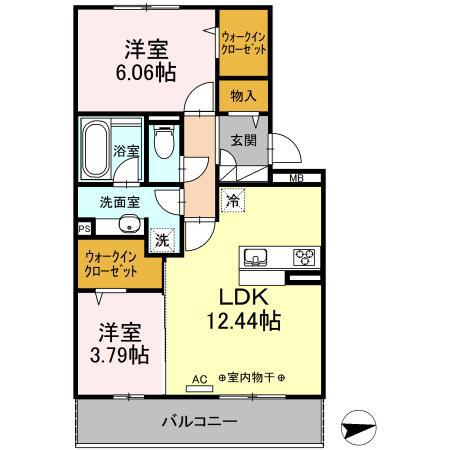 カーサステラⅢ(2LDK/2階)の間取り写真